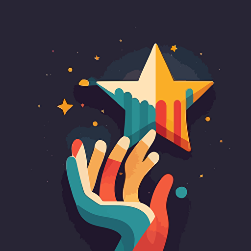 a picture of a hand holding stars flat vector design