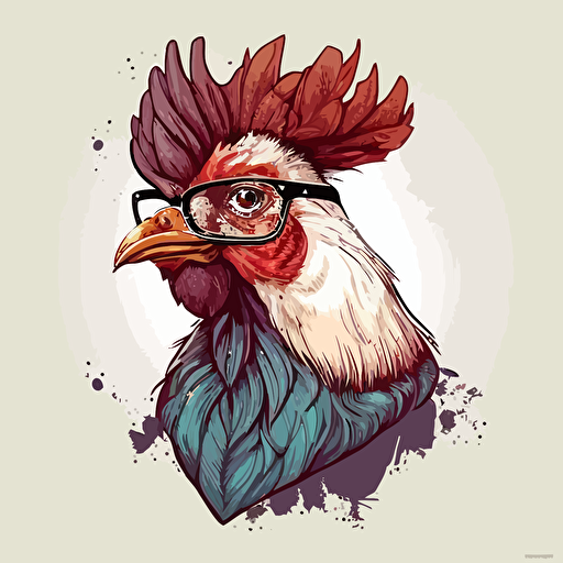 gallo hipster colorido vibrante en vector
