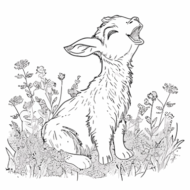 yawning baby goat coloring page, disney style, cute, adorable, vector