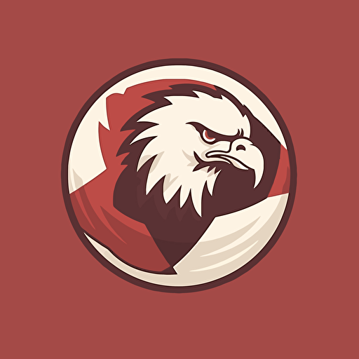 logo for eagle and florball ball, red and white colors, retro , vector flat, PNG, SVG, flat shading, solid background, mascot, logo, vector illustration, masterwork, 2D, simple, illustrator