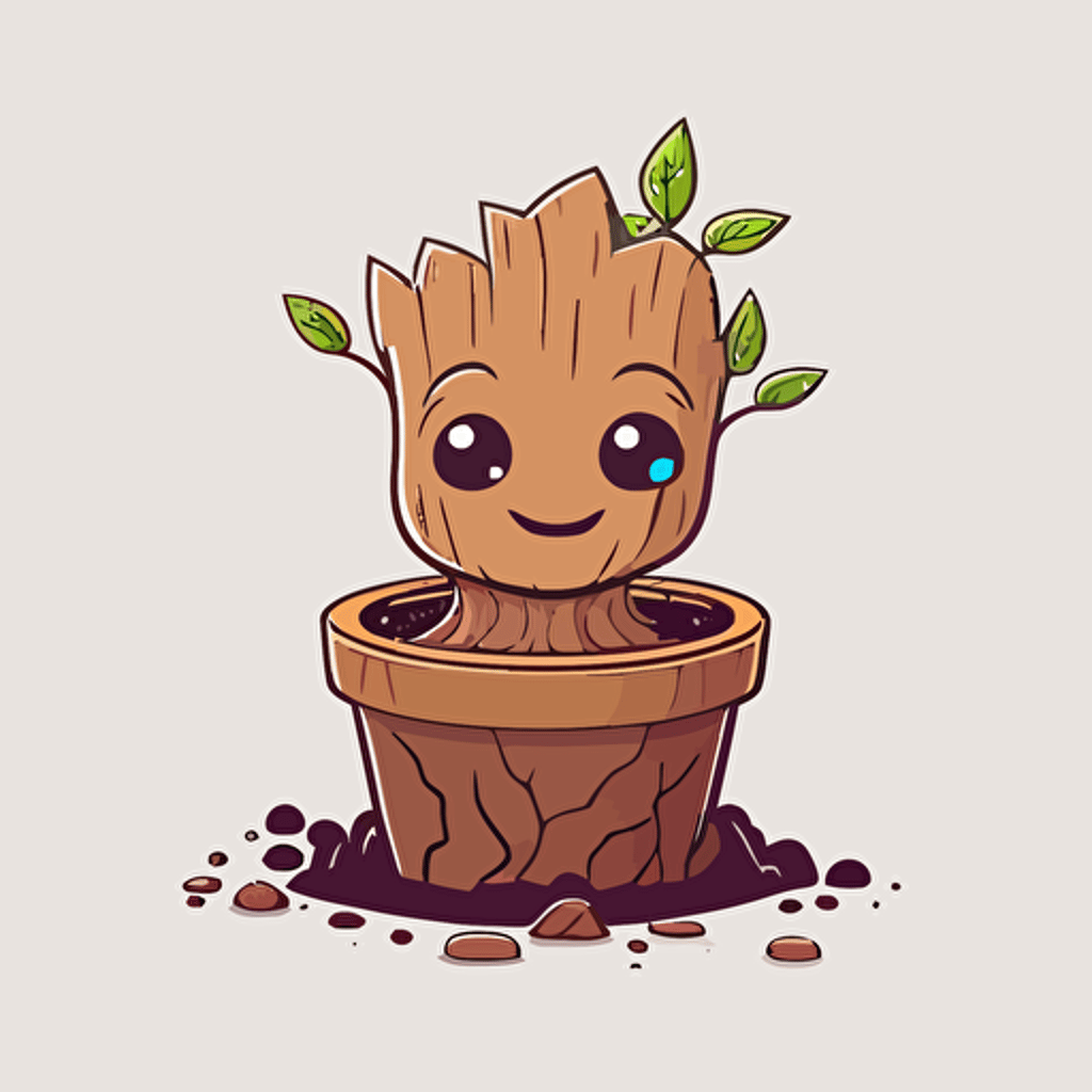 baby groot vector logo, vector art, simple, cartoon, 2d