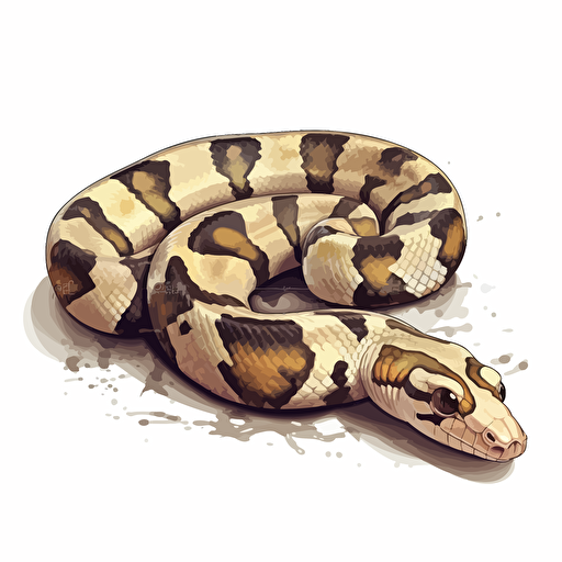 Ball Python reptiles looking straight in the camera, white bg, vector