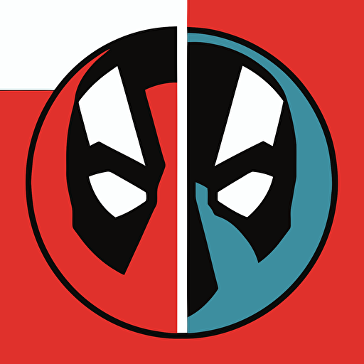 a logo of a superhero sidekick inspired by Deadpool, simple vector, De Stijl