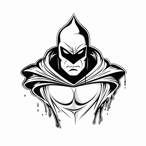 a water drop superhero bust, minimalism, concept art, vector draw, revenge, black and white, coloring page, outline only, powefull