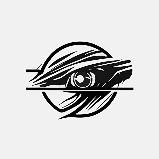 minimalist logo, shutter iris, car outline, A, black vector, on white background