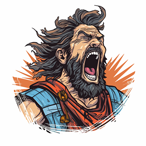 william wallace warrior yelling vector art with thick outline isolated on white background