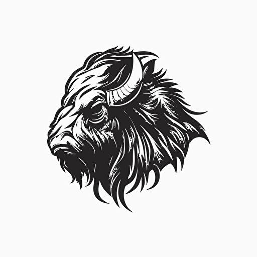 black and white logo . bison head . logo vector picture