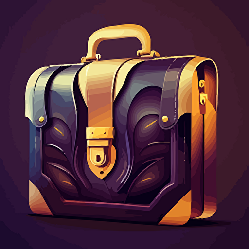 illustration of a quirky briefcase. Vector. Contrasting shadows. Moody.