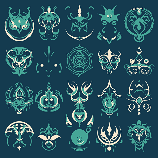 vector voudon sigils representing the orishas ::sprite sheet