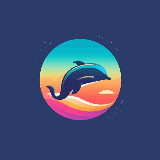 flat vector logo of circle, gradient, whale wrapped around earth, simple minimal, by Ivan Chermayeff