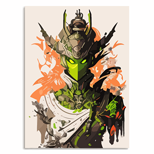 pdf vector flat art Overwatch 2 Genji intricate Japanese