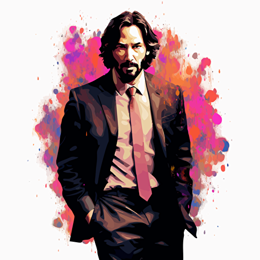 this image of keanu reeves in an illustration stlye, vector, 10 colors only