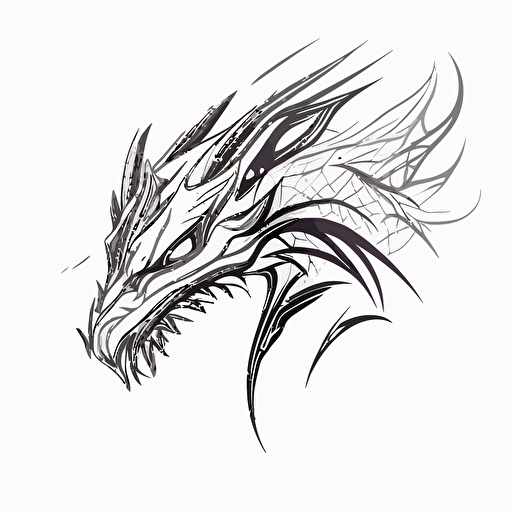 Abstract, minimalist, dragon side face eye close up in the style of a single line drawing, Vector, white background, masterpiece, trending on Artstation and Dribbble.