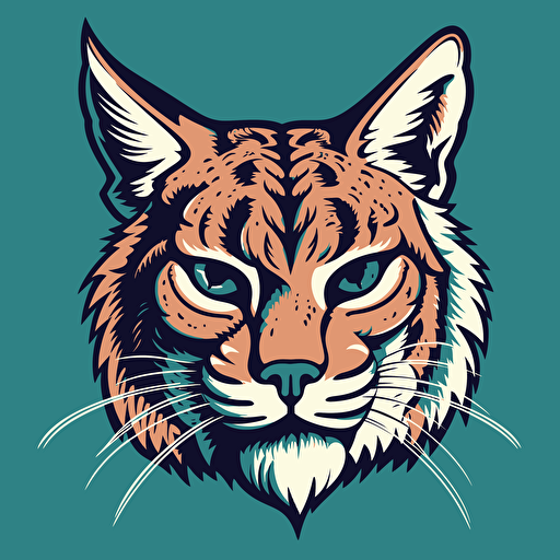 A bobcat face 3/4 View, 3 color vector illustration, In the style of michael craig-martin, logo