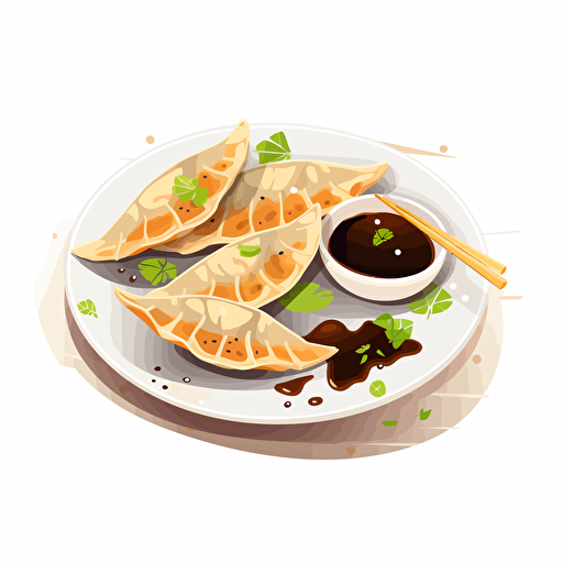 gyoza, vector art, white background