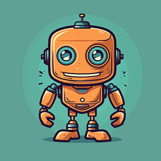 a mascot logo of a cute robot, simple, vector, no shading detail