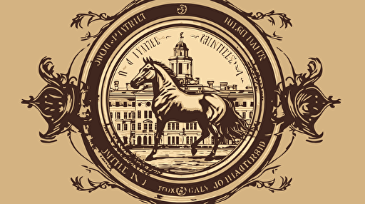 logo for manor estate, vector, clock, horse, rich, antique