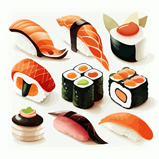 sushi, vector art, white background