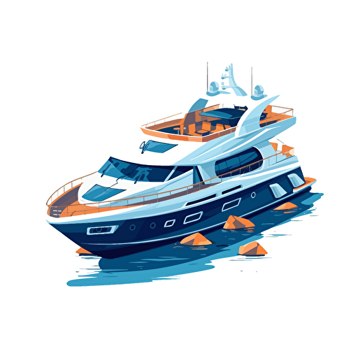 flat vector image for hi-end modern marine boat hire company, white