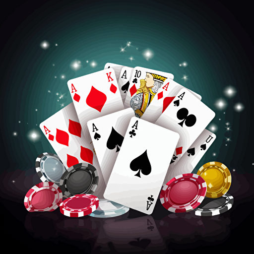 large rectangle highly detailed vector illustration of a poker sign including chips and cards