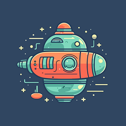 a cute and simplistic space ship, flat vector illustration