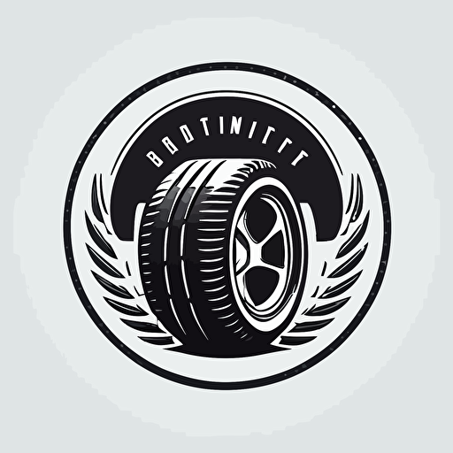 An emblem logo with a cute car tire. flat vector minimal