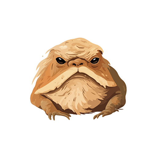 flat vector logo of a grumpy wrinkly hairy old toad, minimalistic, white background