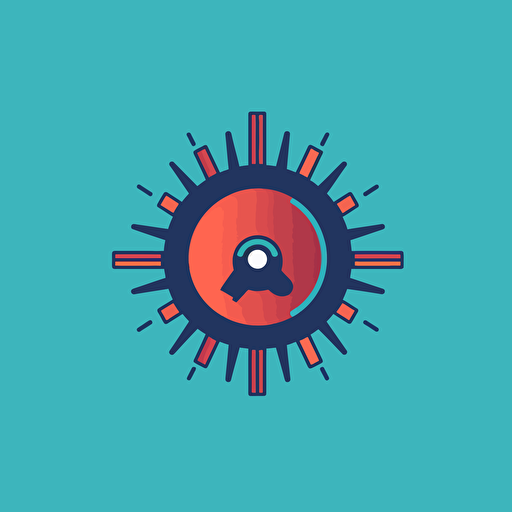 creat a logo with a gear in the middle and a fence surrounding it symetrically, minimal, vector