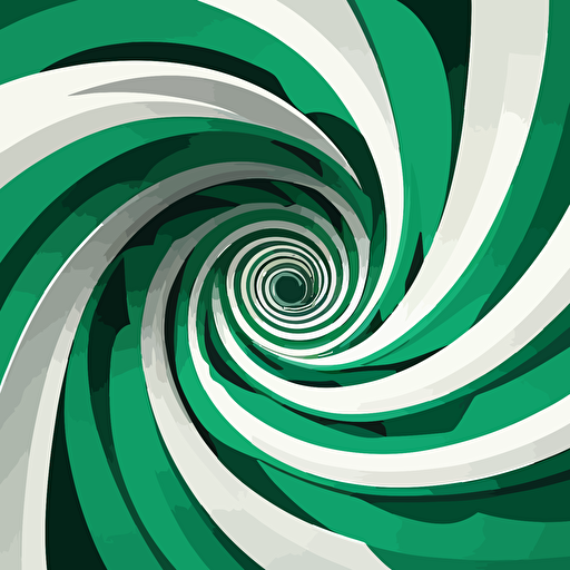 flat vector art, 2 colors, white swirl vortex, green background