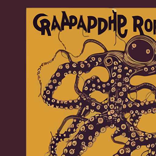 vintage concert poster grandpa finger bleeding robot octopus vector art 8k highly detailed illustration