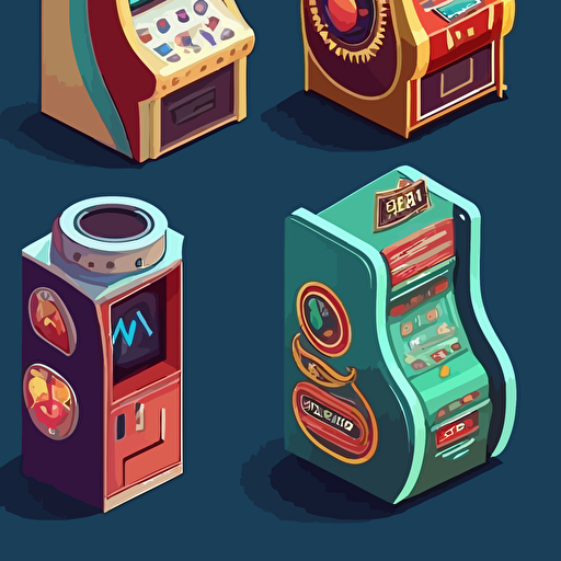 Many slot machines, vector art