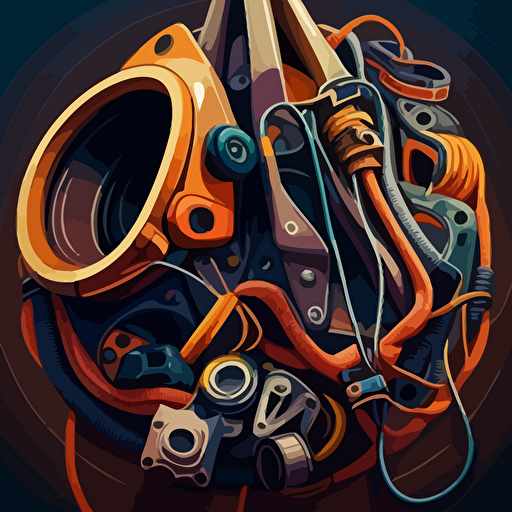 illustration of climbing gear. Moody. Vector