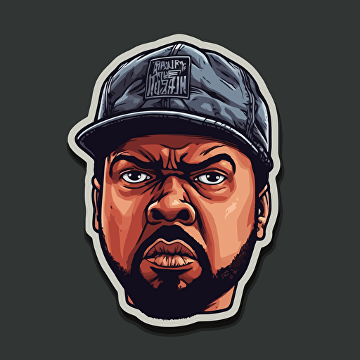 Ice Cube,Rapper,Horror, VHS Horror, Sticker, 80s horror comic art, Vector,