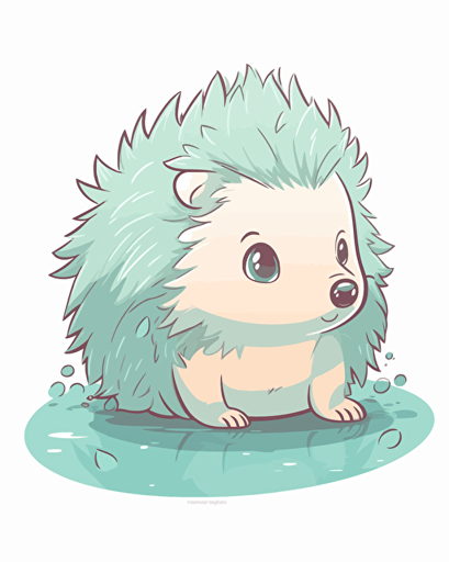 hedgehog eating watermalon, minimalistic, retro aesthetics, vector image, sticker, pastel pantone colors, white background