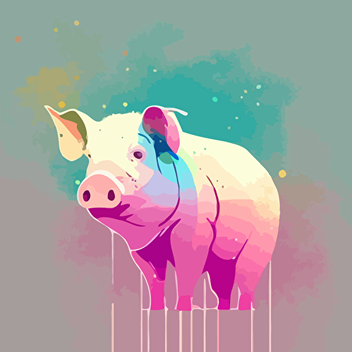 pig, color background, illustration minimalism, vector, pastel colors
