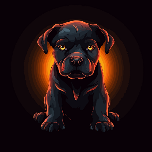 Cute puppy pitbull humain animed, vector logo, high coloring, black background