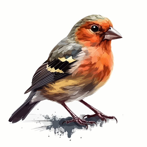 Finch bird looking straight in the camera, white bg, vector