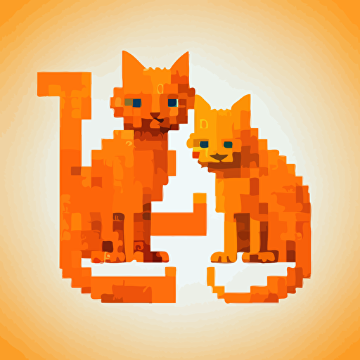 Vector illustration, incorporating the initials "L" and "H" into the design, both letters needed to be represented, and I also wanted the logo to depict our shared orange cat. A pixelated style is preferred. Make sure the cats and letters are clearly visible and the overall design is simple and elegant.