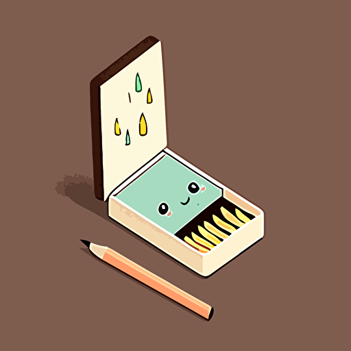 cute vector simple drawing sad match box with burnt out matches