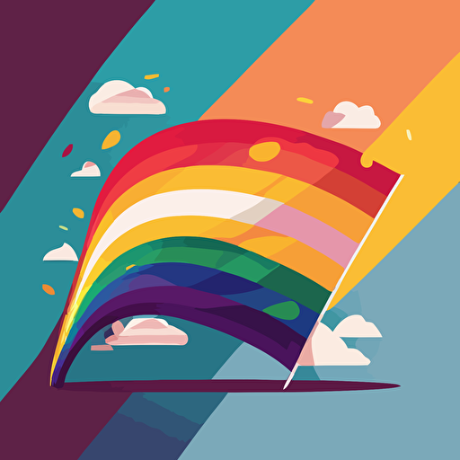 Flat color illustration, vector art, rainbow flag