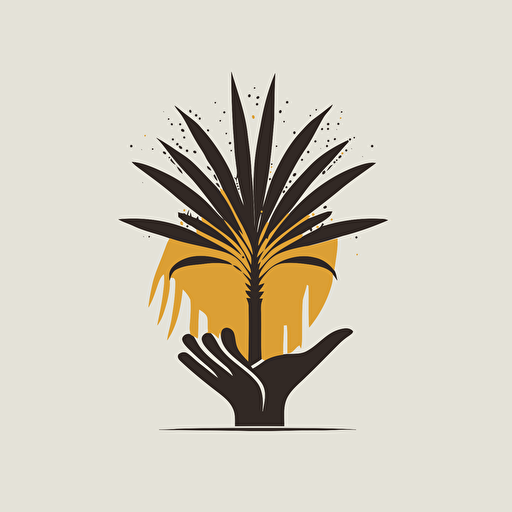 vector logo palm in hand , minimalistic