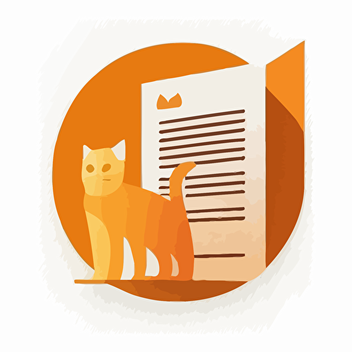 orange themed icon, cat, requirements document, minimalist, vector