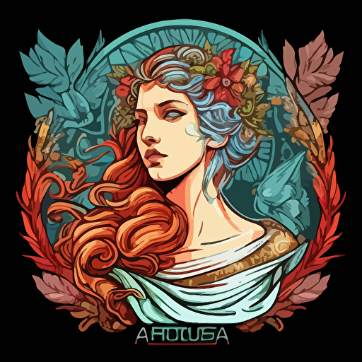 Andromeda from Greek Mythology, full color, vector line image