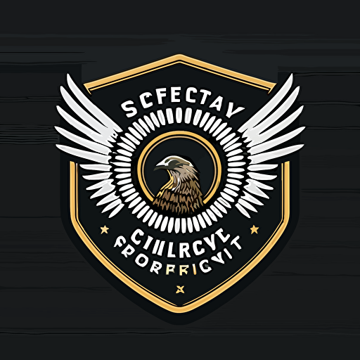 patch logo for a security company, include eagle wings, simple, vector