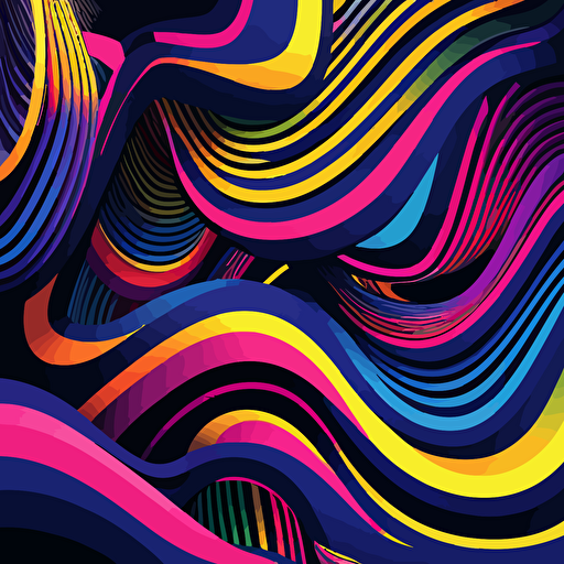 colored horizontal wave pattern background Vector illustration, in the style of neon-infused digitalism, ian davenport, free brushwork, linear patterns, dark indigo and magenta, organic forms and patterns, rainbowcore v5