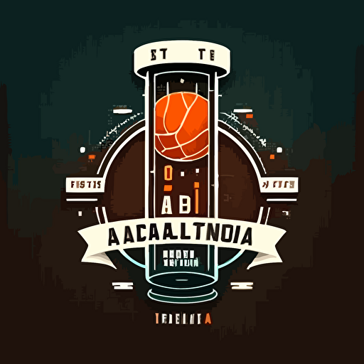 vector logo style basketball academy IQ label on the basketball test tube minimalistic