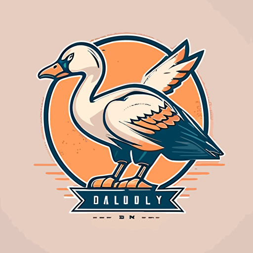 vector logo for hockey team. The mascot is a goose. Minimalist line and flat colours
