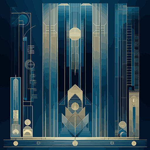 a performance chart, art deco, geometrical shapes, skin of glass and concrete and brass, blue tint, vector art