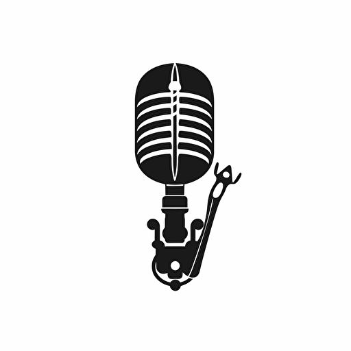 fork and microphone, logo style, white background, simple vector logo, minimal,