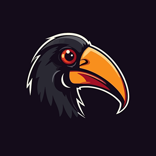 vector logo style,angry tucan mascot minimalist